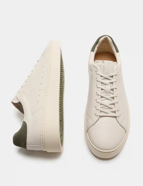 Autograph Leather Lace Up Cupsole Trainers Natural Mix