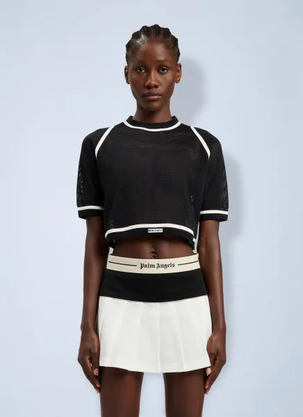 Logo Mesh Cropped Top