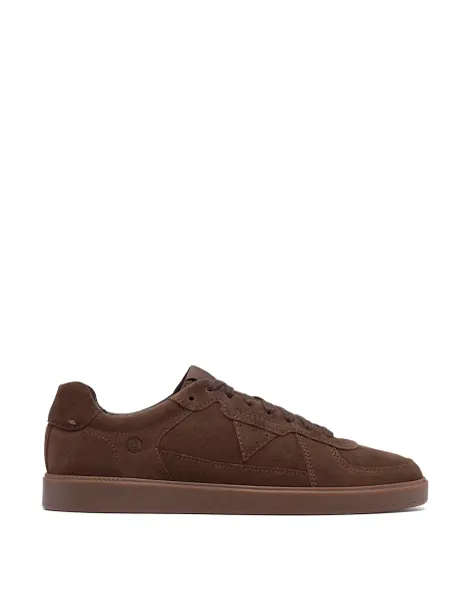 Clarks Suede Lace Up Trainers Brown