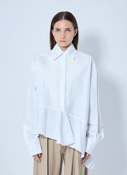 Sportmax Asymmetric Cotton Poplin Shirt