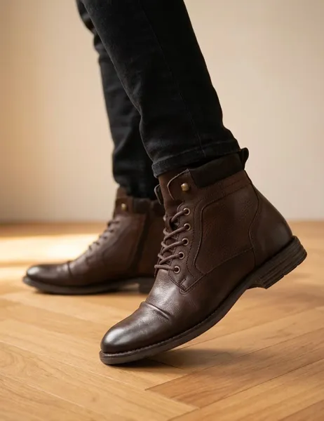 Jones Bootmaker Leather Lace-Up Casual Boots Dark Brown