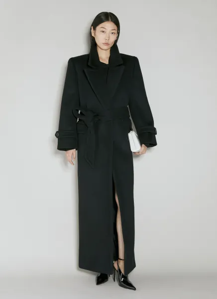 Wool Double-Breasted Long Coat