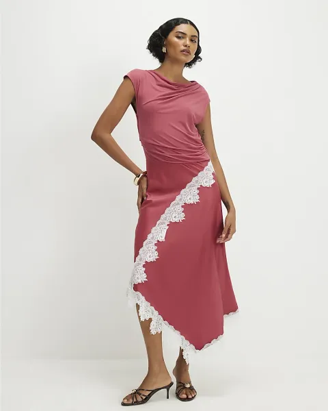 River Island Lace Hybrid Drape Maxi Dress