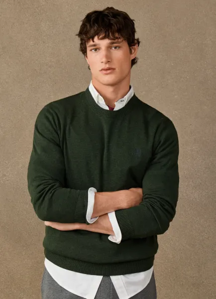 Cotton Branded Crew Neck Jumper