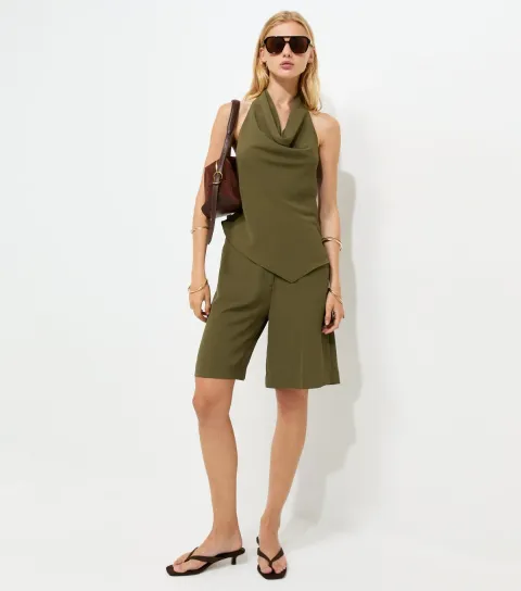 Women's Dark Khaki Tailored Jorts