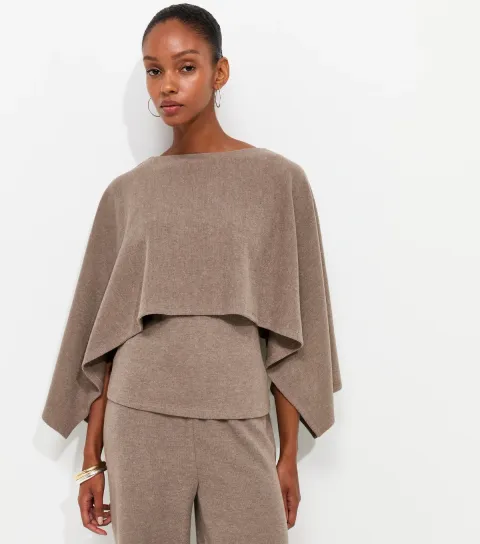 Women's Dark Mink Soft Touch Layered Cape Top