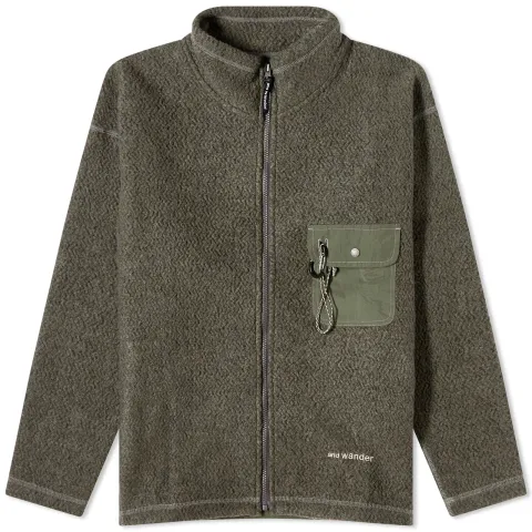Re Wool Jacquard Zip Fleece Jacket