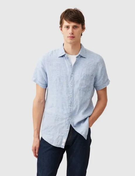Palm Beach Slim Fit Pure Linen Shirt Denim