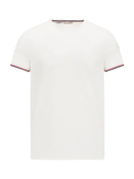 Men Tricolour-Trimmed T-Shirt Off White
