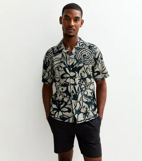 Only & Sons Men's Light Brown Printed Short Sleeve Shirt