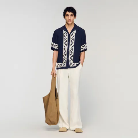 Loose-fit contrast print shirt
