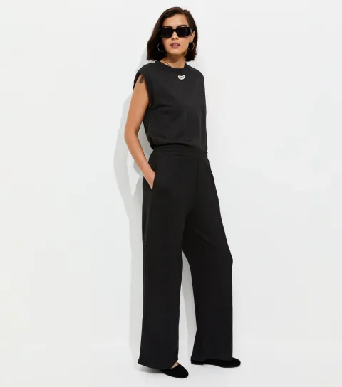 New Look Women's Premium Black Wide Leg Joggers