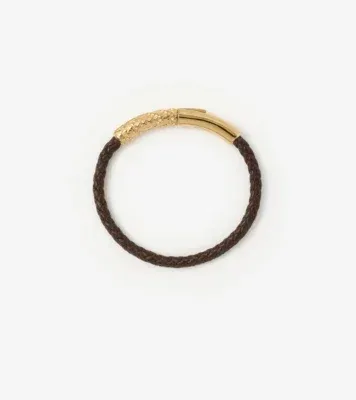 Leather Check Bracelet in Gold/military brown