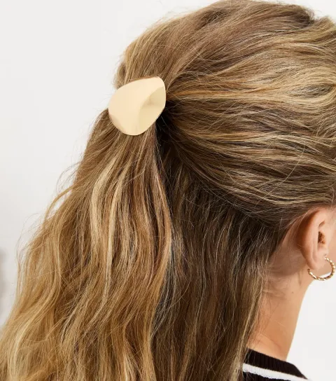 Gold Tone Moulded Hair Slide