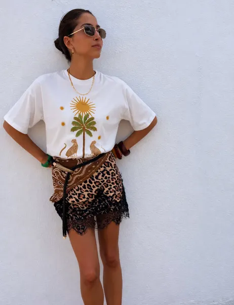 Never Fully Dressed Pure Cotton Printed T-Shirt White Mix
