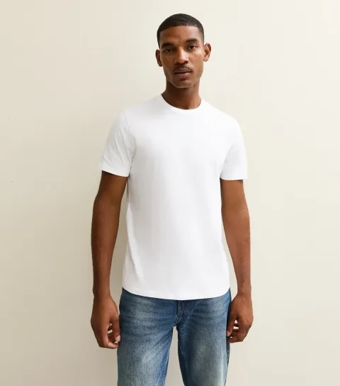 New Look Men's White Regular Crew Neck Jersey T-Shirt