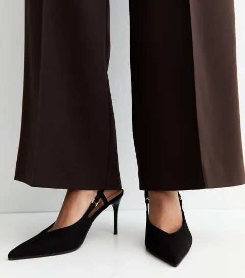 Women's Black Slingback Court Shoes Vegan