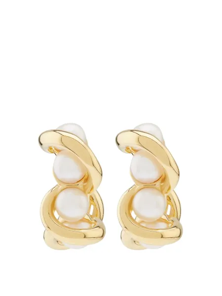 Missoma Molten Pearl Twisted Mini Double Hoop Earrings 18kt gold