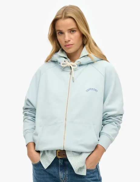 Superdry & Co Pure Cotton Oversized Zip Up Hoodie Blue