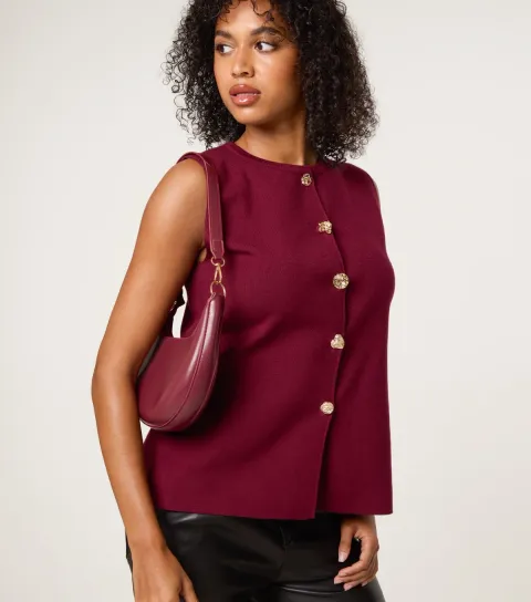 Women's Light Burgundy Knitted Tailored Vest