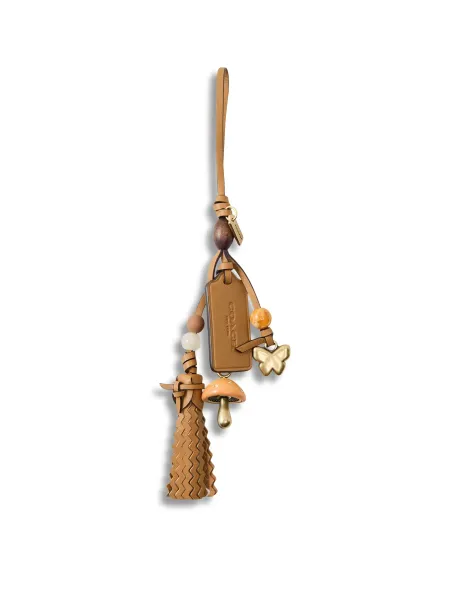 Coach Mushroom Heritage Leather Bag Charm Honey