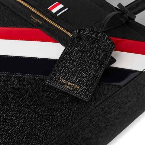 Diagonal Stripe Leather Tote Bag