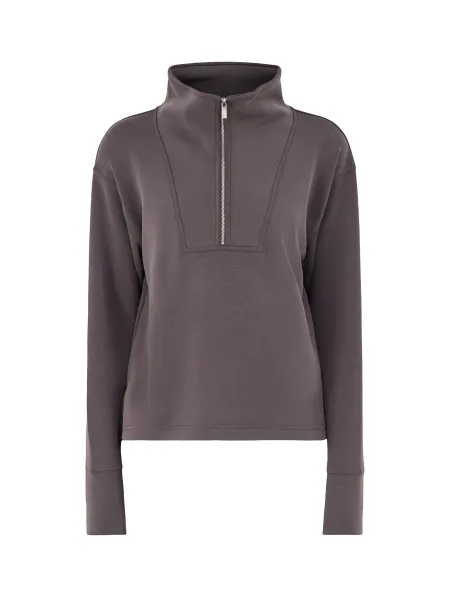Sweaty Betty Sand Wash Half-Zip Cropped Sweatshirt - Espresso