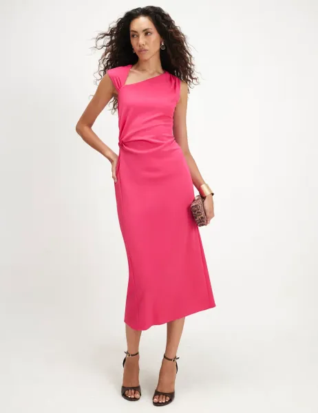 River Island Tie Side Midi Column Dress Pink