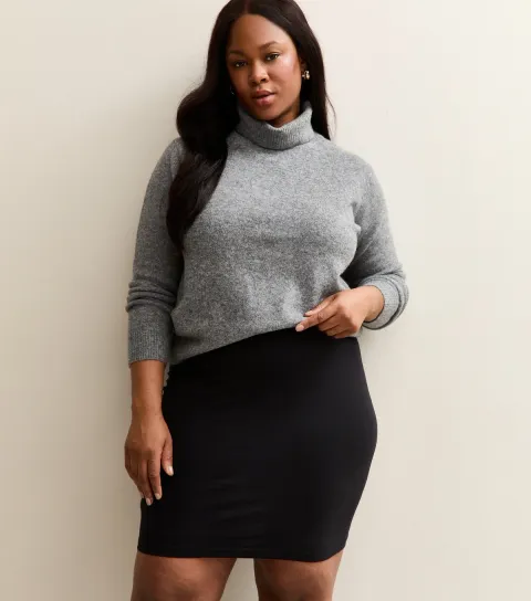 Women's Plus Size Black Jersey Tube Mini Skirt Curves