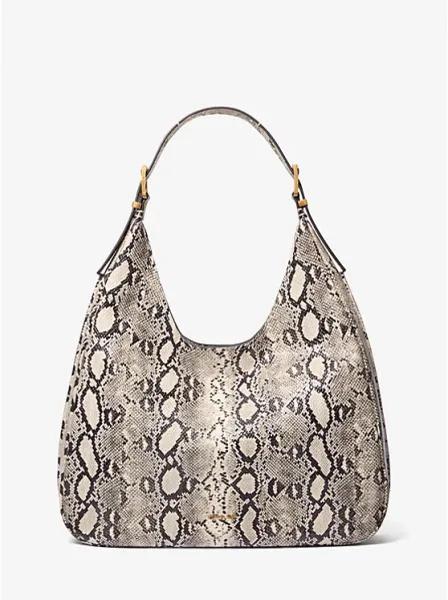 Michael Kors Nolita Large Snake Embossed Leather Hobo Shoulder Bag