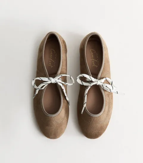 Women's Camel Faux Suede Lace Up Mary Jane Pumps Vegan