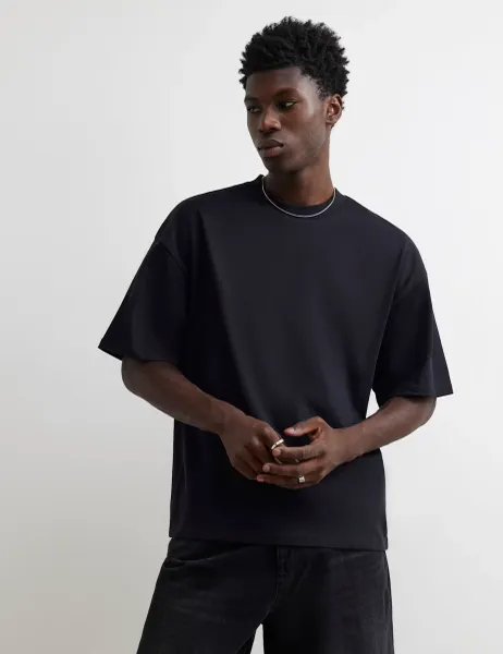 River Island Oversized Heavyweight Cotton T-Shirt Black