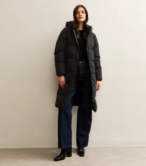 Women's Tall Black Longline Puffer Coat