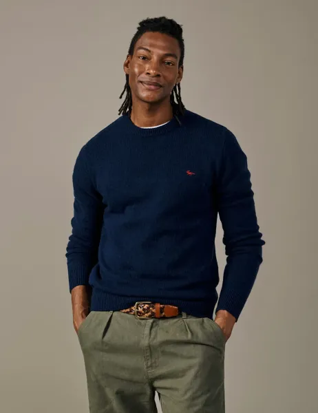 Aubin Lambswool Rich Crew Neck Jumper Navy