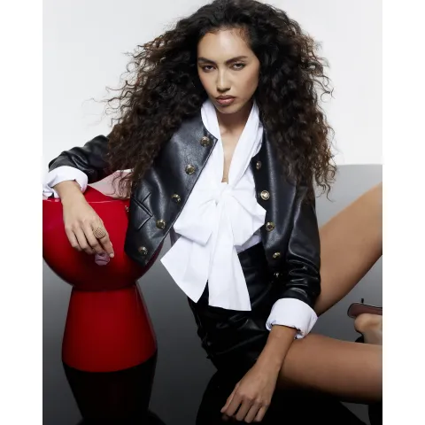 River Island Crest Button Collarless Jacket