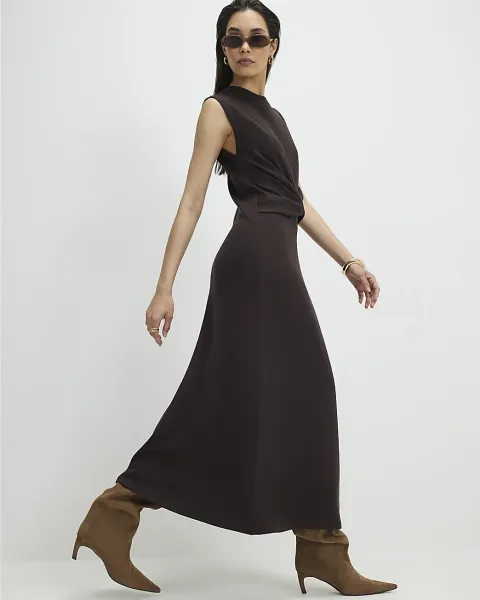 River Island Premium Twist Front Midi Dress