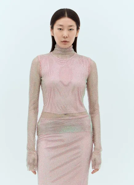 Rhinestone High-Neck Top