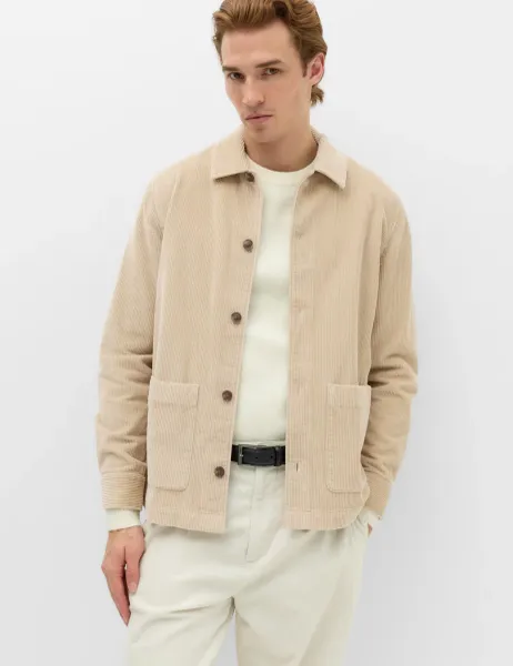 Marks & Spencer Pure Cotton Corduroy Garment Dye Overshirt Natural