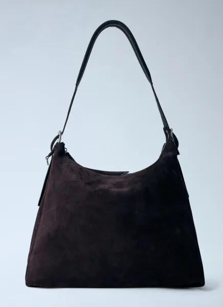 Belted Hobo Bag in Suede