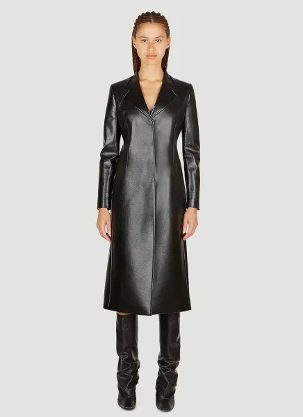 Trompe-Loeil Tailored Faxu Leather Coat