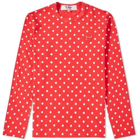 Comme des Garcons Play Long Sleeve Polka Dot Tee