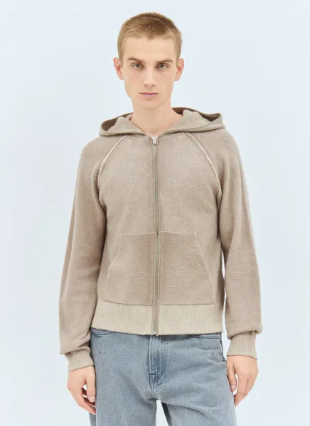 Wool-Blend Zip-Up Hooded Cardigan