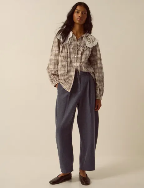 Monsoon Pure Cotton Checked Collared Shirt Brown Mix