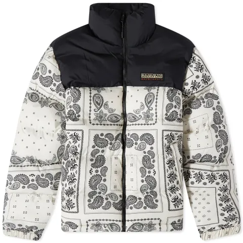 Holiday Paisley Print Puffer Jacket