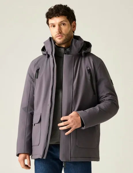 Marron Waterproof Hooded Jacket Grey