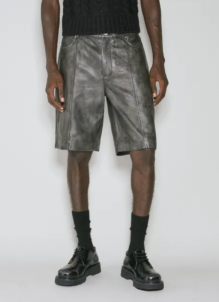 Washed Leather Shorts