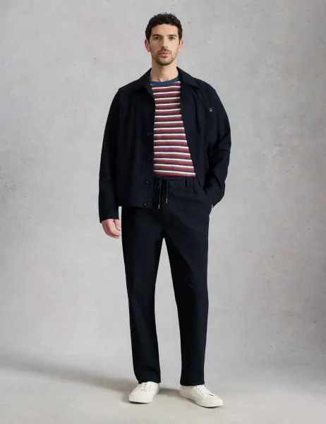 White Stuff Straight Fit Pure Cotton Lightweight Trousers Navy