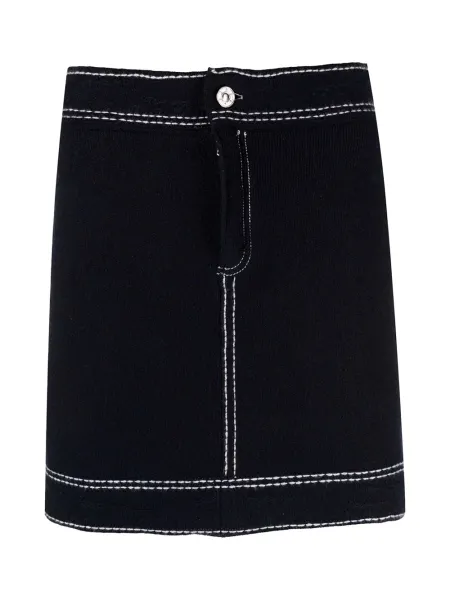 contrast-stitching denim mini skirt