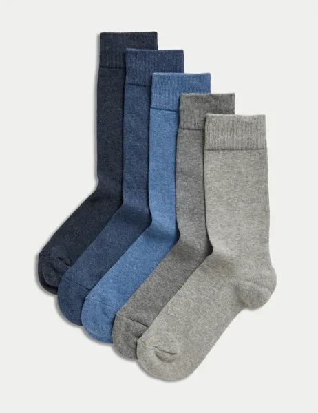 Marks & Spencer 5 Pack Cool & Fresh Cushioned Socks Blue Mix