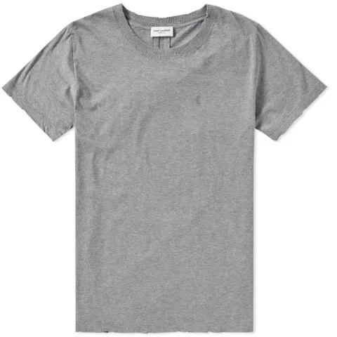 Distressed Embroidered Logo Tee